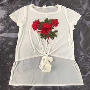Forever21 plus 2X Beautiful Rose and white shirt